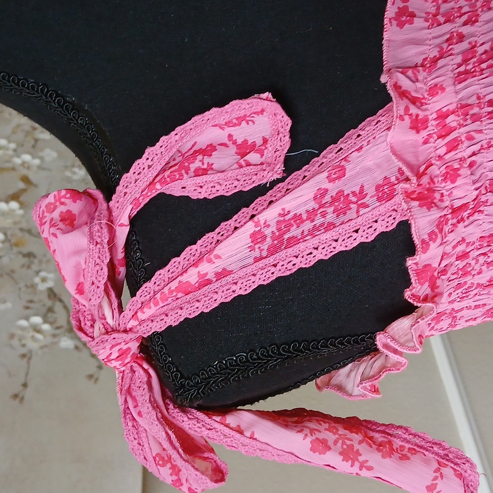 Pink Floral Ruffle Mini Dress. Size XS - Picture 14 of 17